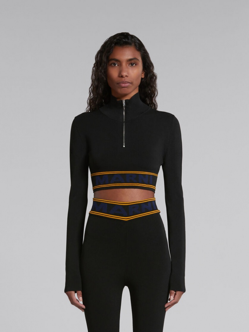 Marni Turtleneck With Logo Hem Negros | MXJKU90589