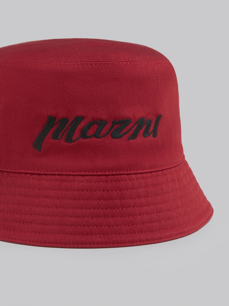 Marni Twill Bucket Hat With Embroidered Logo Rojos | AMXWC37241