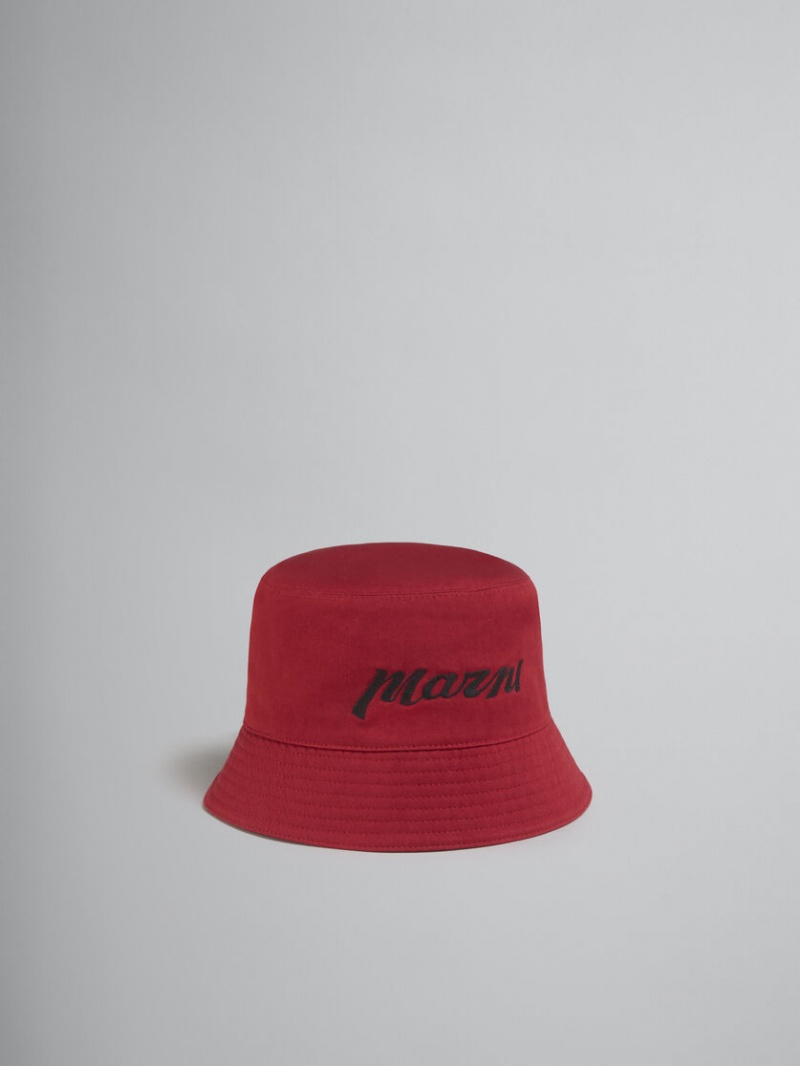 Marni Twill Bucket Hat With Embroidered Logo Rojos | AMXWC37241