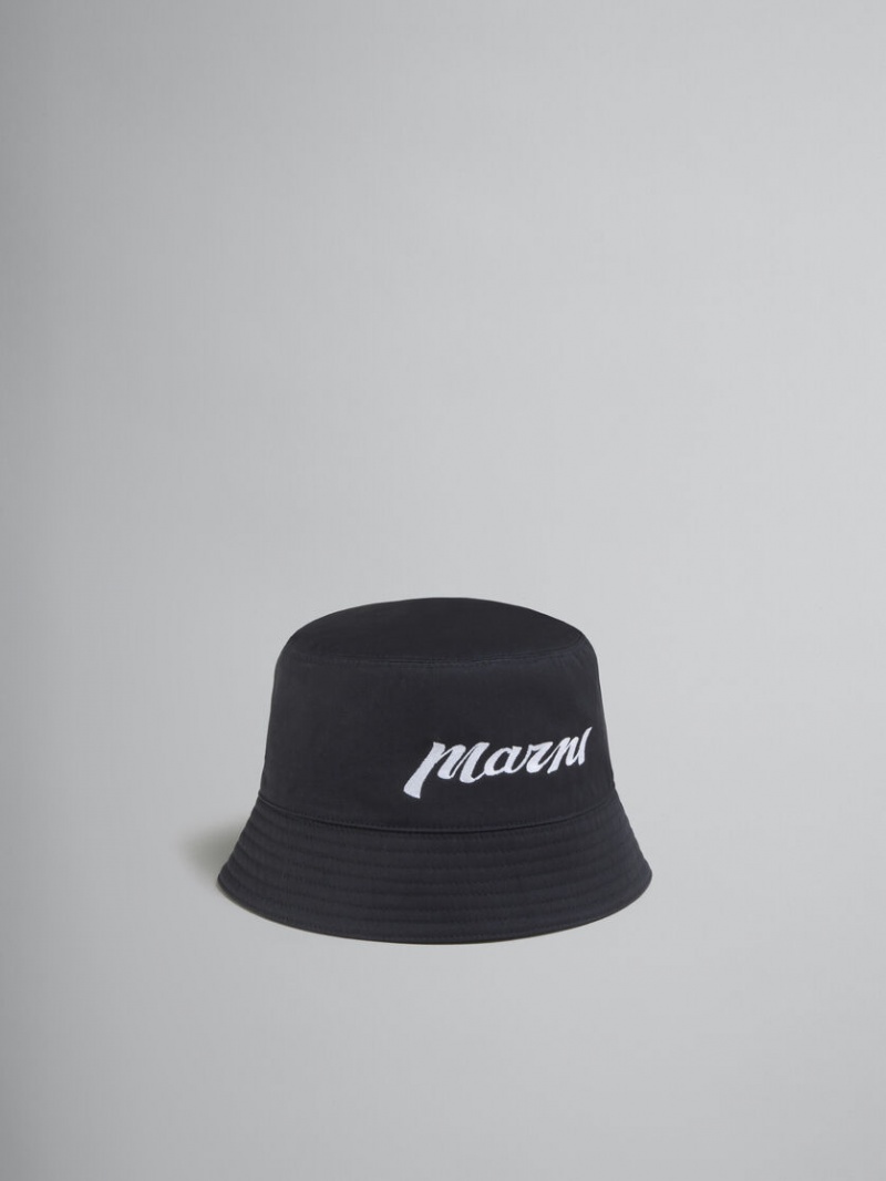 Marni Twill Bucket Hat With Embroidered Logo Negros | MXQAV16395