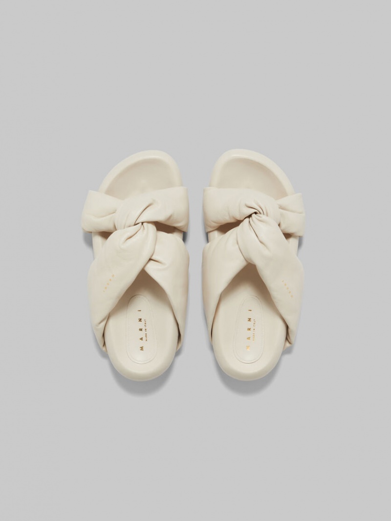 Marni Twisted Cuero Bubble Sandal Blancos | MXCIF88658