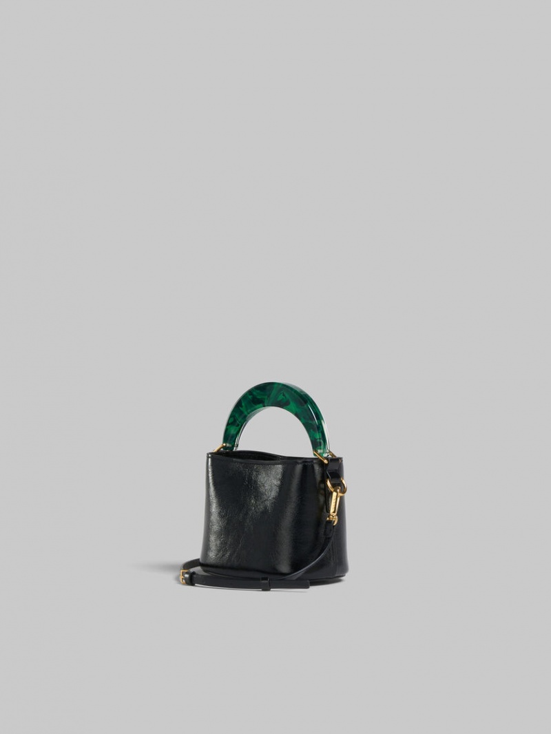 Marni Venice Mini Bucket Bag Charol Cuero Negros | SMXVO44980