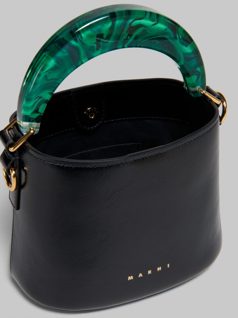 Marni Venice Mini Bucket Bag Charol Cuero Negros | SMXVO44980