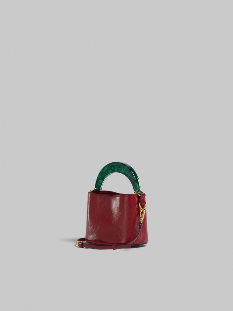 Marni Venice Mini Bucket Bag Charol Cuero Rojos | MXNZX13983