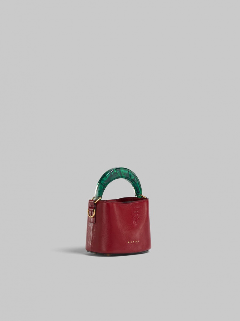 Marni Venice Mini Bucket Bag Charol Cuero Rojos | MXNZX13983