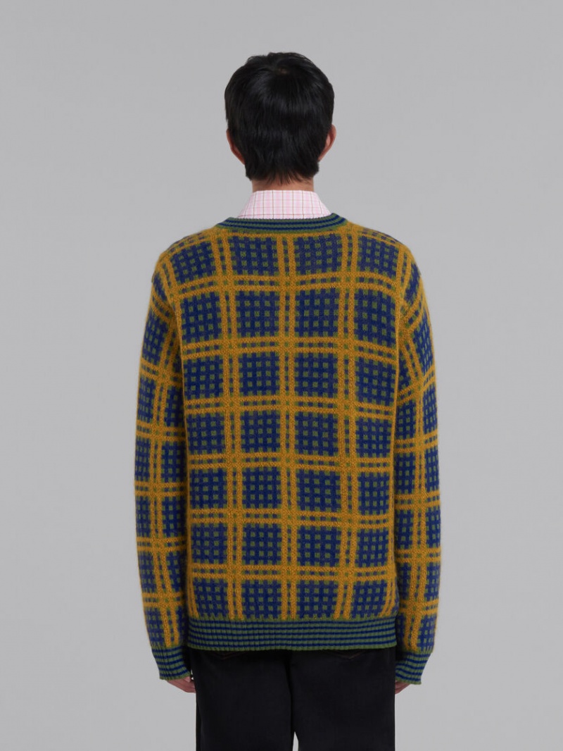 Marni V-neck Jumper With '50s Check Verdes | MXCIF36180