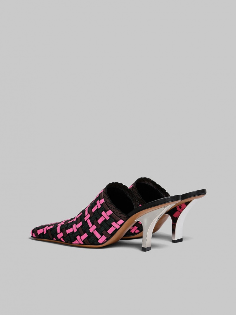 Marni Woven-effect Mule Fucsia Marrom Verdes Oscuro | BMXSD95698