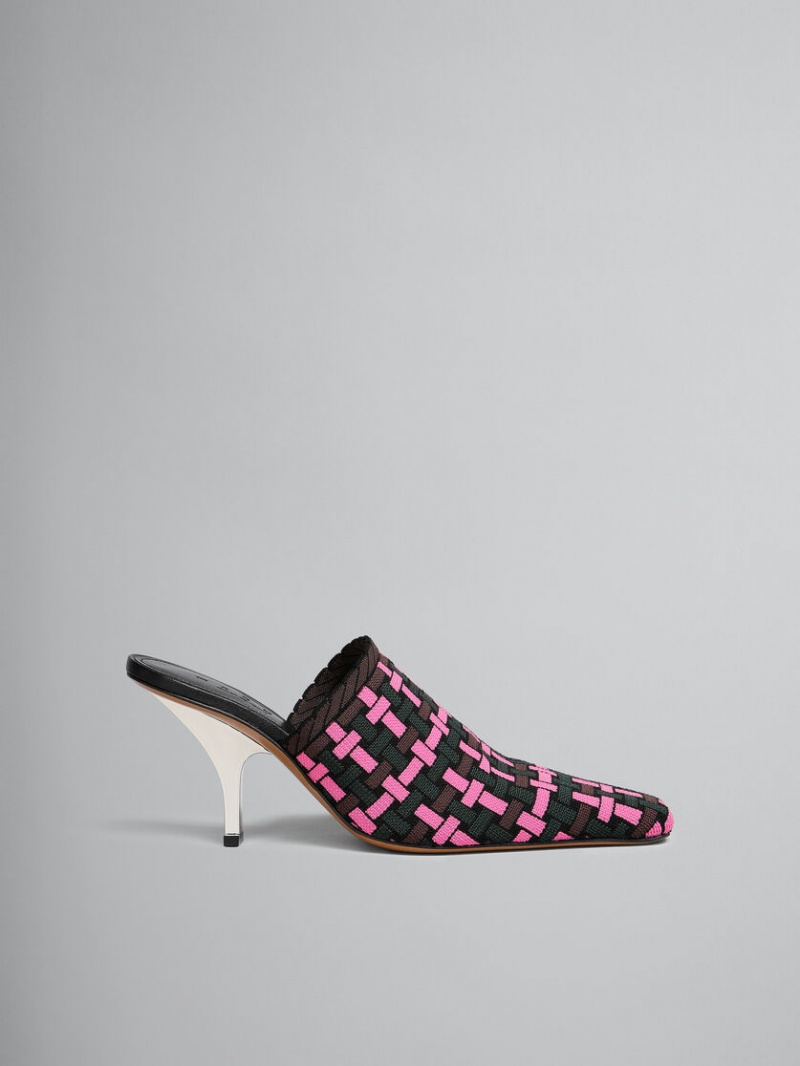 Marni Woven-effect Mule Fucsia Marrom Verdes Oscuro | BMXSD95698